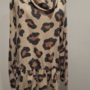 Chic Cowl Neck Leopard Sweater